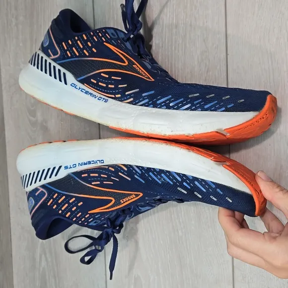Brooks Men'sGlycerin GTS 20 Blue&amp; Orange Running Shoes Sz 12 Medium D