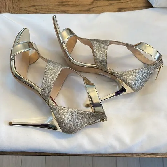BRUNO RICCI GOLD SPARKLY SANDALS.  NEW.  REGULAR PRICE $385
