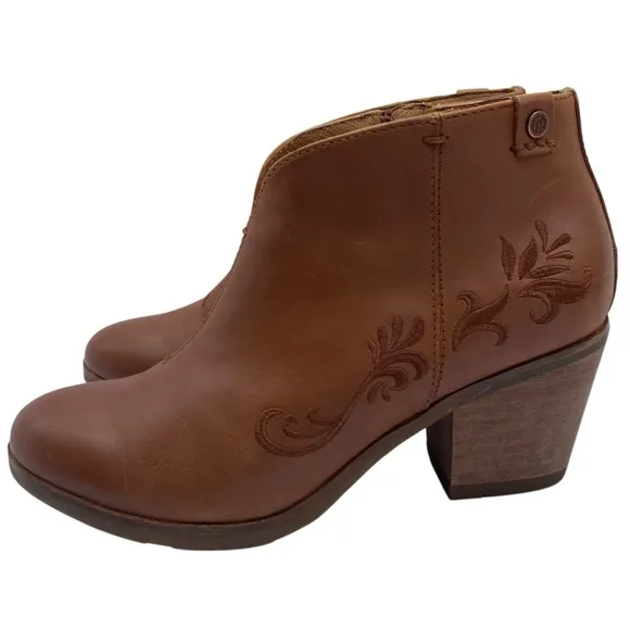 Bussola Womens Shoes Reikiavik Roxane Boots 7 Brown Leather Embroidered Casual