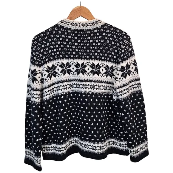 Cambridge Dry Goods 100% Wool Fair Isles Nordic Cardigan Sweater Large Hygge