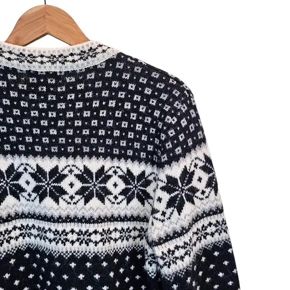 Cambridge Dry Goods 100% Wool Fair Isles Nordic Cardigan Sweater Large Hygge