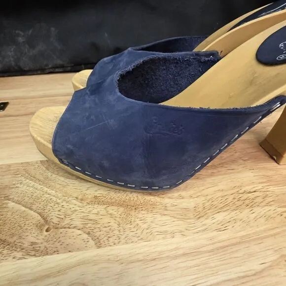 Candies Vintage Original Sandals Royal Blue 7.5 / 38 Made In Italy 1980's