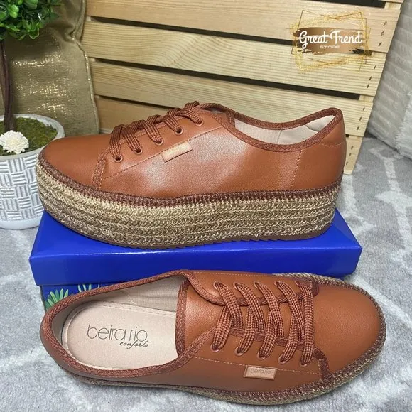 Casual Wedge Espadrille Sneakers Brown Napa Turim