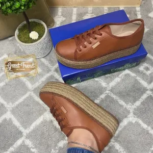 Casual Wedge Espadrille Sneakers Brown Napa Turim