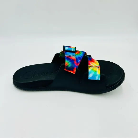 Chaco sandals Chillos slide sandals Tie dye rainbow sandals black women size 11