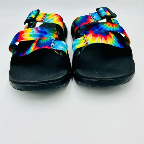 Chaco sandals Chillos slide sandals Tie dye rainbow sandals black women size 11