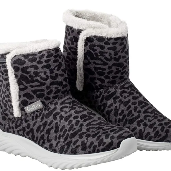 Cheeks Tony Little Gray Cheetah Mobwife Whimsical  Fit Body Sport Boots Size 9