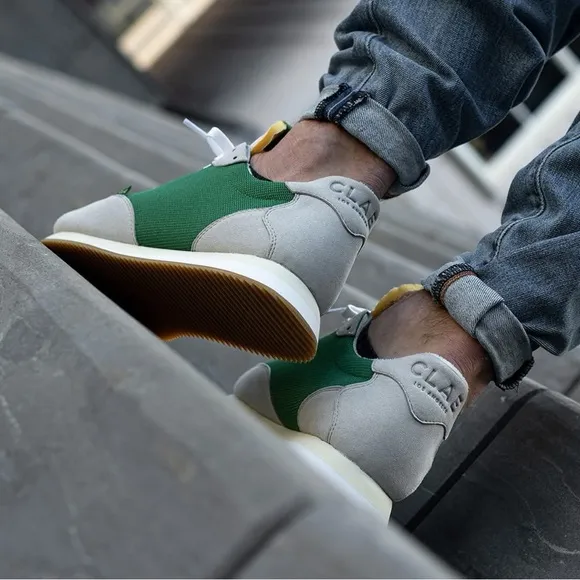 CLAE Los Angeles Runyon Sneakers Vegan 6 (EUR 38) Olive Green Gray Shoes