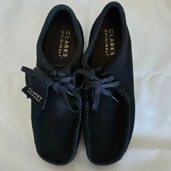 Clarks Originals Wallabee Shoes Black Suede Mens 7.5 Ankle Boots Preppy Casual