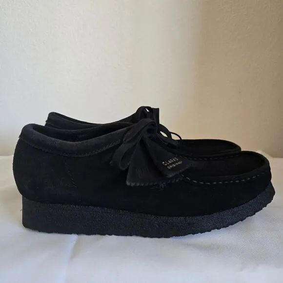 Clarks Originals Wallabee Shoes Black Suede Mens 7.5 Ankle Boots Preppy Casual
