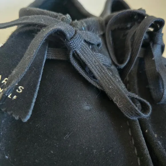Clarks Originals Wallabee Shoes Black Suede Mens 7.5 Ankle Boots Preppy Casual