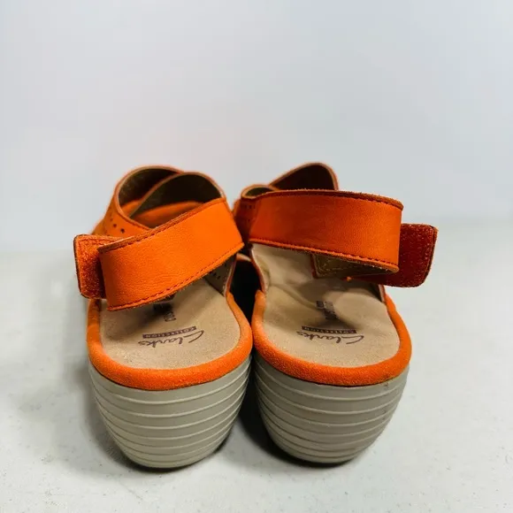 Clarks Womens Wedge Sandals Orange Size 9,5