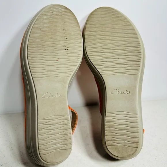Clarks Womens Wedge Sandals Orange Size 9,5