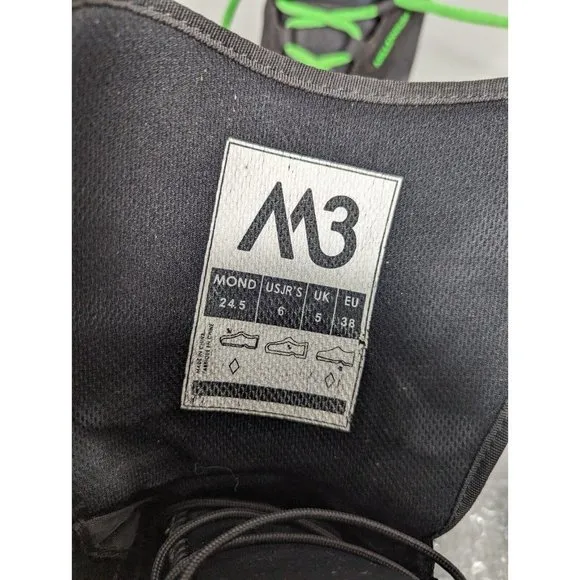 Classic Fit Snowboard Snow Boots Black &amp; Green Millennium Three M3 Size‎ US JR 6