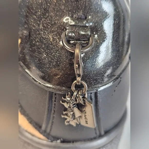 COACH Black Leather Low Top Sneakers Shoes with Star Patches size 7.5B