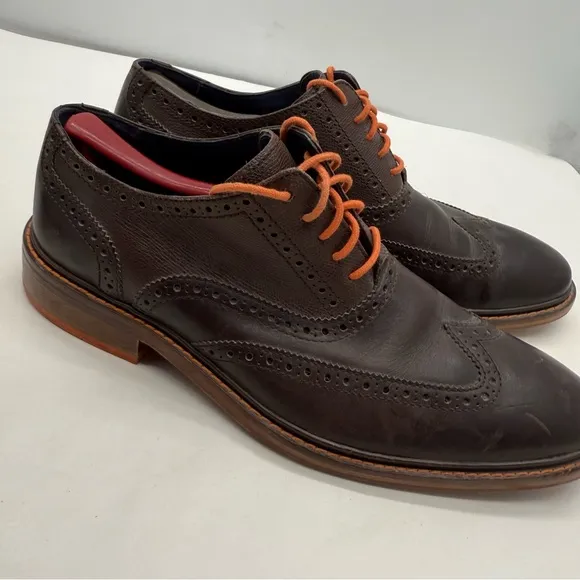 Cole Haan Colton Mens 12 Wingtip Oxford Dress Shoes Brouge Derby C11757 Pebbled
