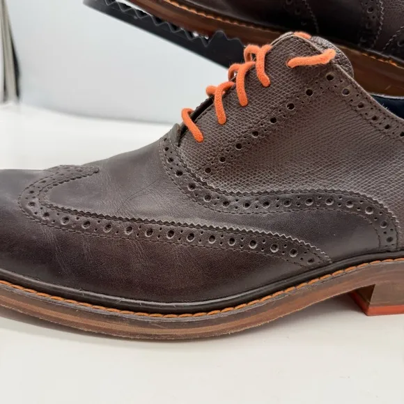 Cole Haan Colton Mens 12 Wingtip Oxford Dress Shoes Brouge Derby C11757 Pebbled