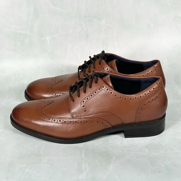 Cole Haan Grand   British Tan Dress Wingtip Oxford Shoes Size 10.5 M C37330 NWOB