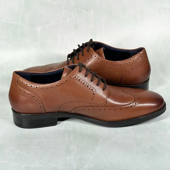 Cole Haan Grand   British Tan Dress Wingtip Oxford Shoes Size 10.5 M C37330 NWOB