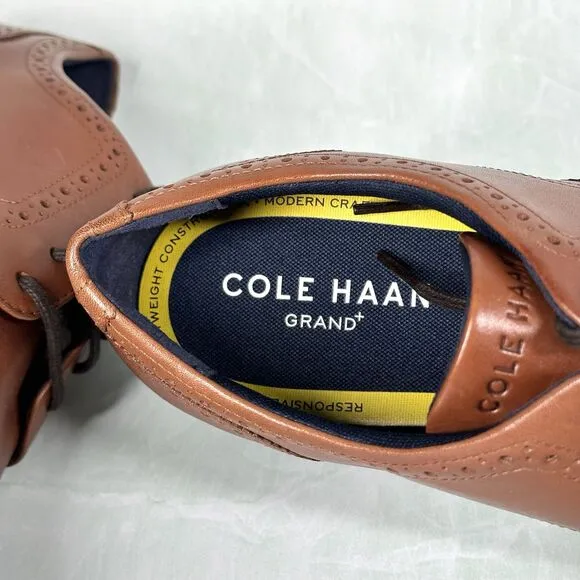 Cole Haan Grand   British Tan Dress Wingtip Oxford Shoes Size 10.5 M C37330 NWOB
