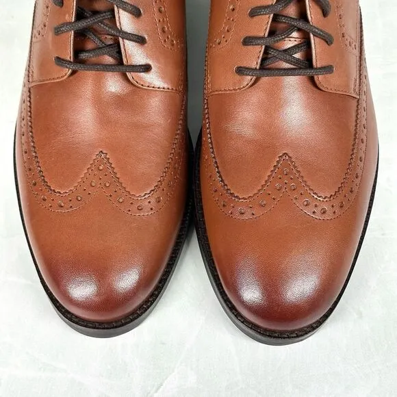 Cole Haan Grand   British Tan Dress Wingtip Oxford Shoes Size 10.5 M C37330 NWOB