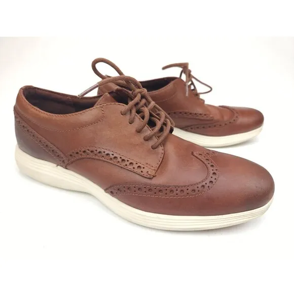 Cole Haan Grand OS Brown Wingtip Leather Dress Shoes C29414 Mens Size 7.5 M US