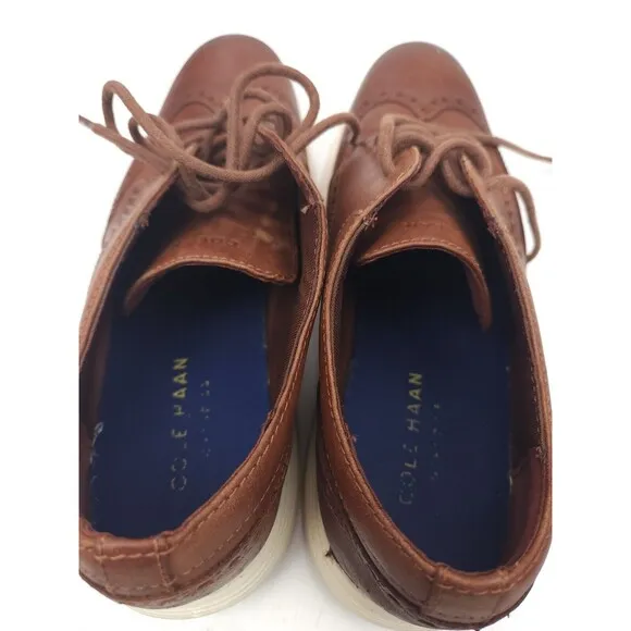 Cole Haan Grand OS Brown Wingtip Leather Dress Shoes C29414 Mens Size 7.5 M US