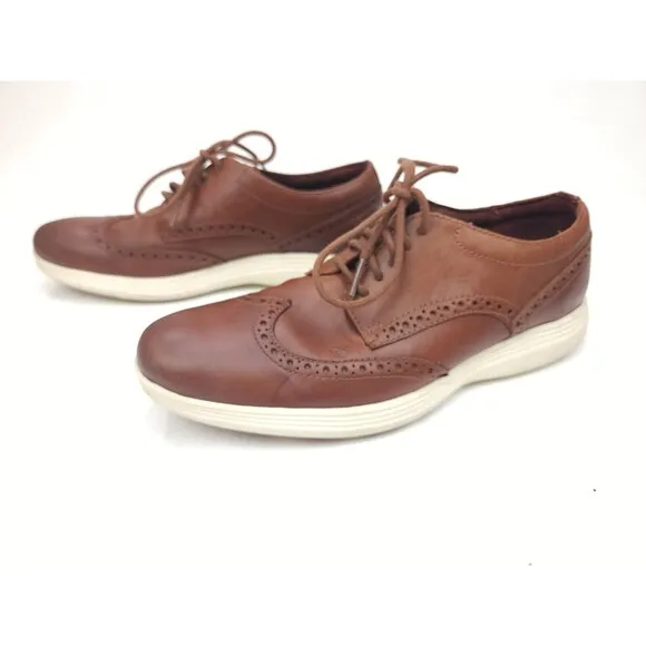 Cole Haan Grand OS Brown Wingtip Leather Dress Shoes C29414 Mens Size 7.5 M US