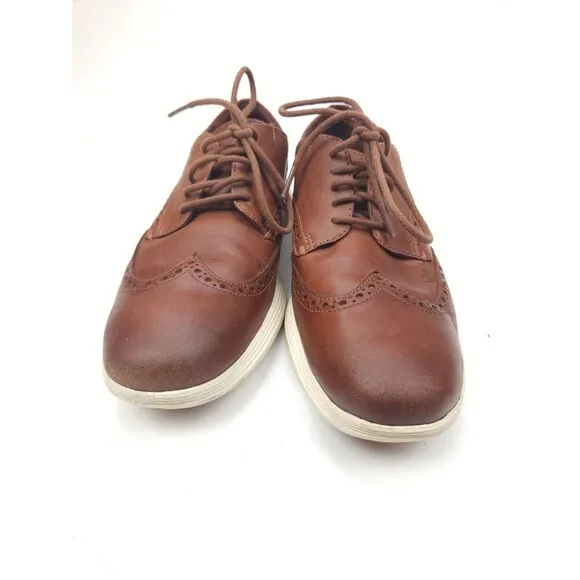 Cole Haan Grand OS Brown Wingtip Leather Dress Shoes C29414 Mens Size 7.5 M US