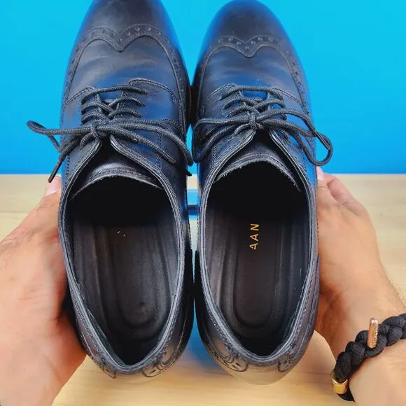 Cole Haan Jay Grand Wing Mens size 8.5‎ Black wingtip Oxford Dress Shoes C23774
