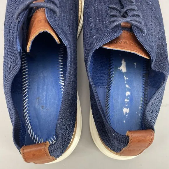 Cole Haan Original Grand Men’s Size 9 M Oxford Blue Wingtip Dress Shoes Knit GUC