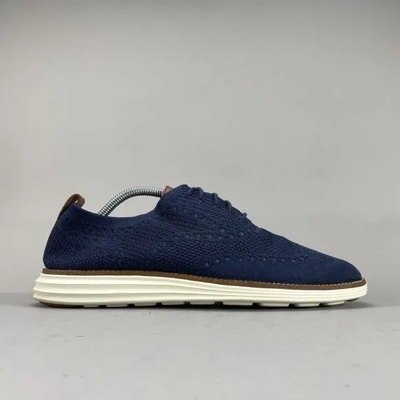 Cole Haan Original Grand Men’s Size 9 M Oxford Blue Wingtip Dress Shoes Knit GUC