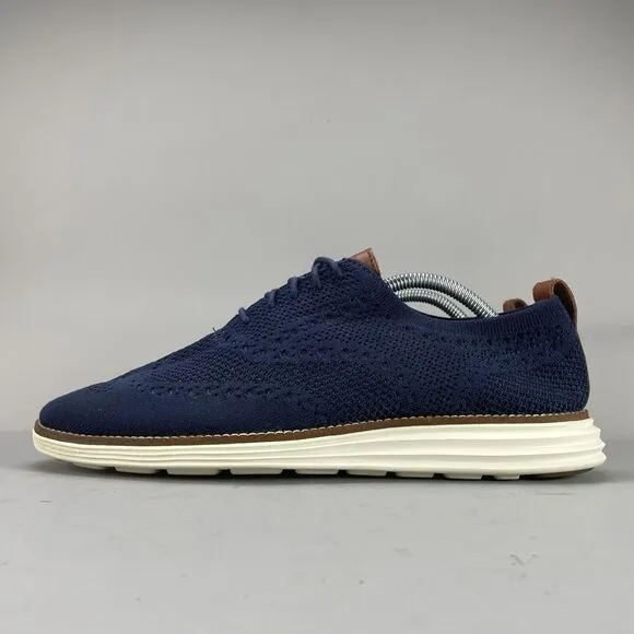 Cole Haan Original Grand Men’s Size 9 M Oxford Blue Wingtip Dress Shoes Knit GUC
