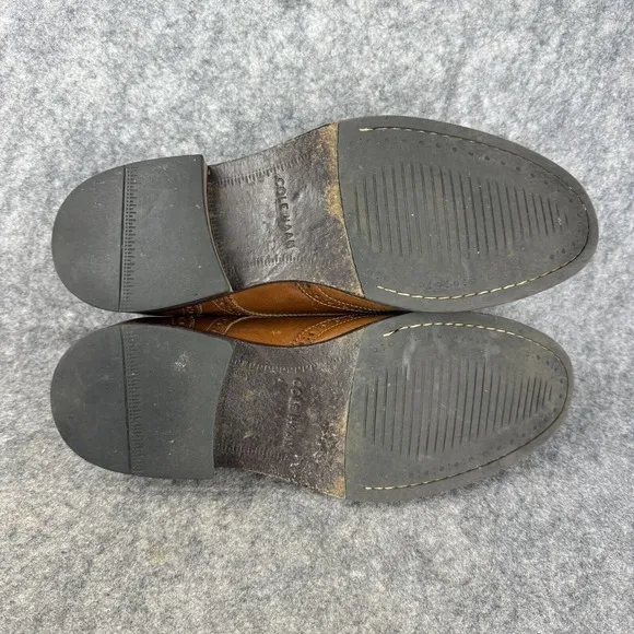 COLE HAAN Size 9.5 BENTON Brown Wingtip Oxford Dress Shoes