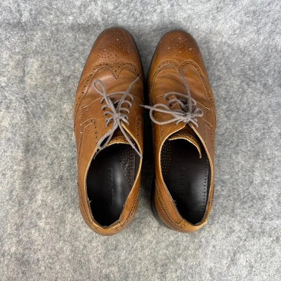 COLE HAAN Size 9.5 BENTON Brown Wingtip Oxford Dress Shoes