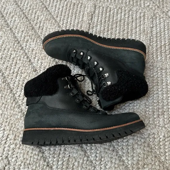 Cole Haan Zero Grand Explorer Waterproof Black Leather Hiking Boots size 7.5