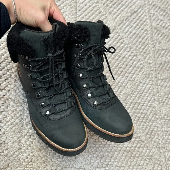 Cole Haan Zero Grand Explorer Waterproof Black Leather Hiking Boots size 7.5