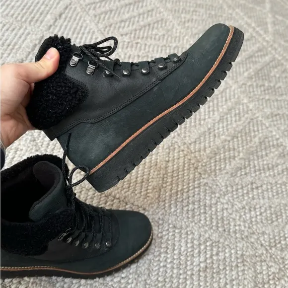 Cole Haan Zero Grand Explorer Waterproof Black Leather Hiking Boots size 7.5