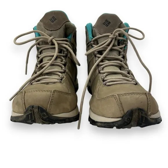 Columbia Culvert Taupe Blue Waterproof Omni-Tech Mid Hiking Trekking Boots 10