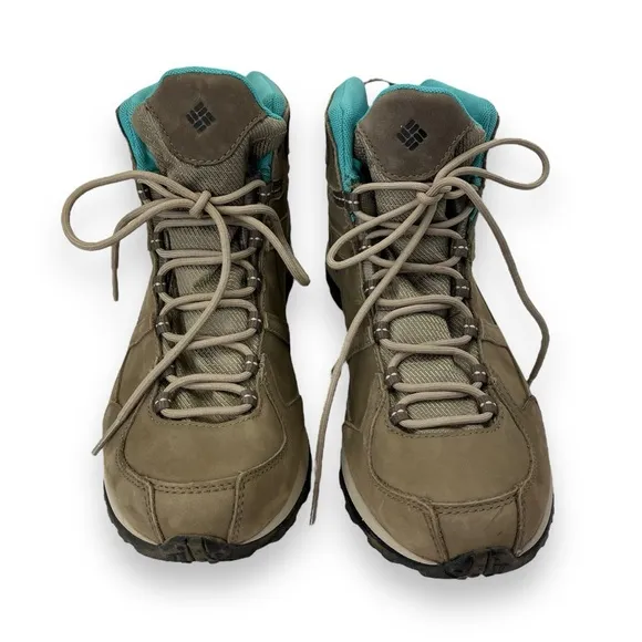 Columbia Culvert Taupe Blue Waterproof Omni-Tech Mid Hiking Trekking Boots 10