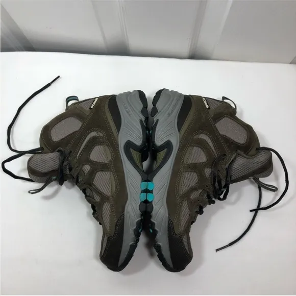 Columbia Omni Tech BL3638365 Leather Mesh Green Grey Women Hiking Boots 7