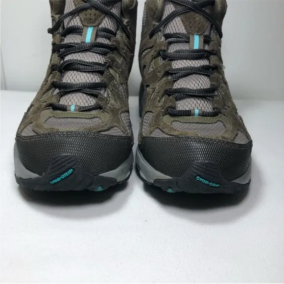 Columbia Omni Tech BL3638365 Leather Mesh Green Grey Women Hiking Boots 7