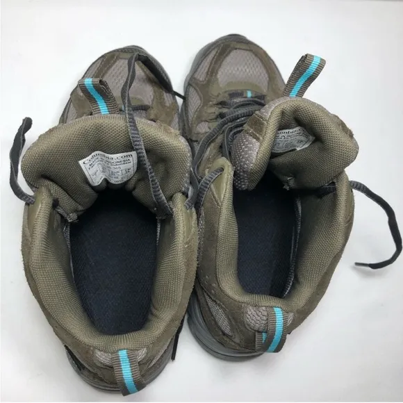 Columbia Omni Tech BL3638365 Leather Mesh Green Grey Women Hiking Boots 7