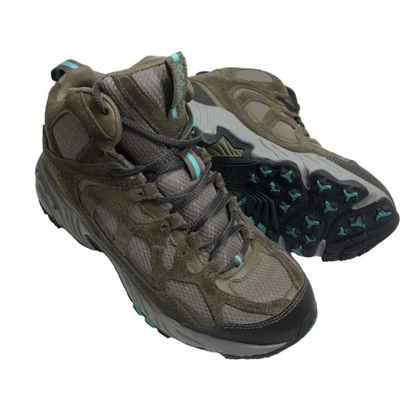 Columbia Omni Tech BL3638365 Leather Mesh Green Grey Women Hiking Boots 7