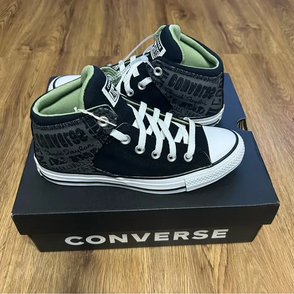 CONVERSE Chuck Taylor All Star Mid 'High Street Logo Mix' lace up shoes sz7 new