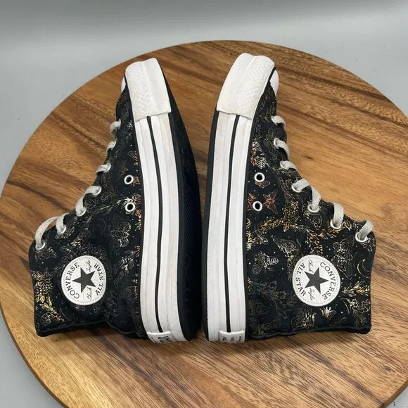 Converse CTAS Lift Shoes Youth Size 5 Black/Metallic Butterfly School Sneakers