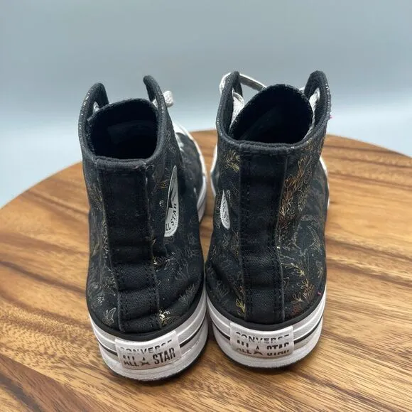 Converse CTAS Lift Shoes Youth Size 5 Black/Metallic Butterfly School Sneakers