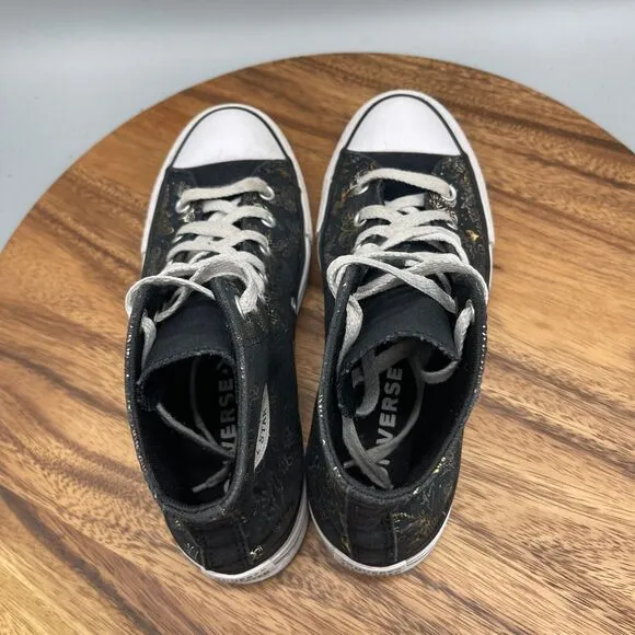 Converse CTAS Lift Shoes Youth Size 5 Black/Metallic Butterfly School Sneakers