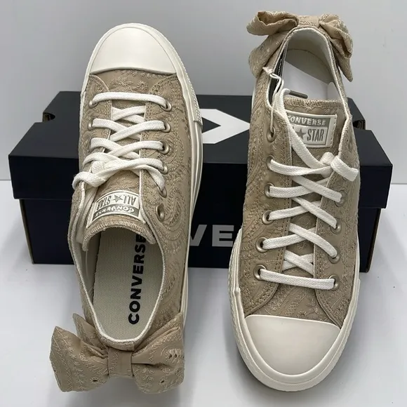 Converse Women's Tan Lace Platforms A10246CCTAS LIFT OXNUTTY GRANOLA/EGRET/LIG