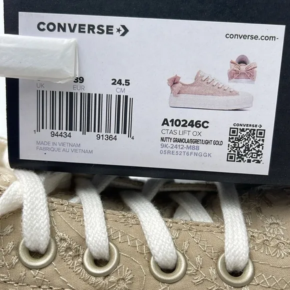Converse Women's Tan Lace Platforms A10246CCTAS LIFT OXNUTTY GRANOLA/EGRET/LIG